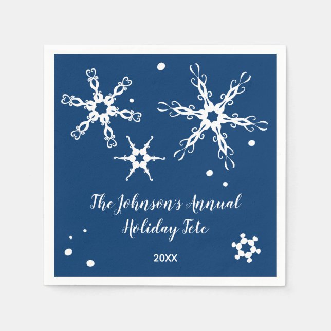 Modernes Snowflake Personalisierter Event Napoleon Serviette (Vorderseite)