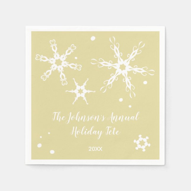 Modernes Snowflake Personalisierter Event Napoleon Serviette (Vorderseite)