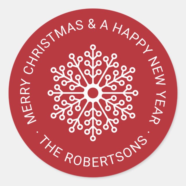 Modernes Snowflake Weihnachtsgeschenk Tag Stickers (Vorderseite)