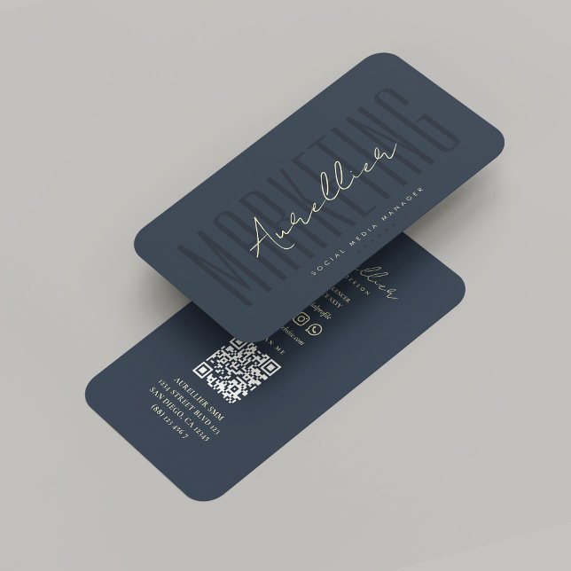 Modernes Social Media Influencer Marketing Dark Bl Visitenkarte (Modern Social Media Influencer Marketing Professional Dark Blue Business Card
)