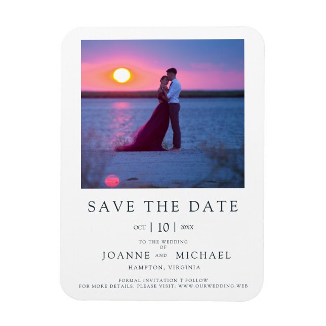 Modernes Sofort-Foto-Paar Save the Date Hochzeit Magnet (Vertikal)