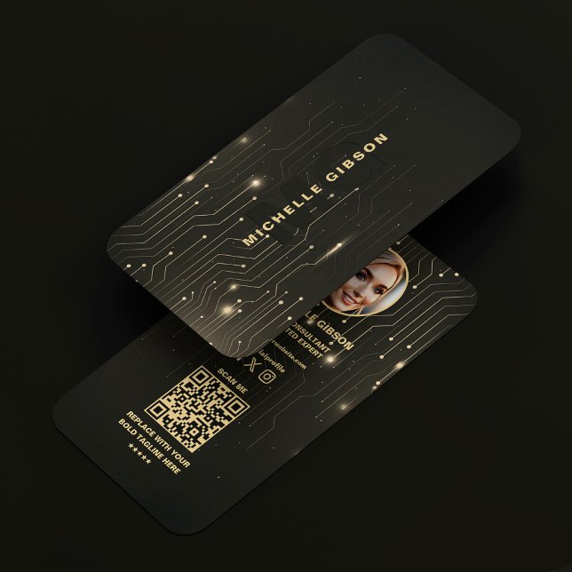 Modernes Software Engineer Black Gold Monogram Visitenkarte (Modern Software Engineer Black Gold Monogram Business Card
)