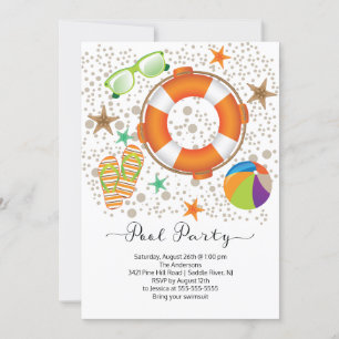 Modernes Sommer-Pool-Party Einladung