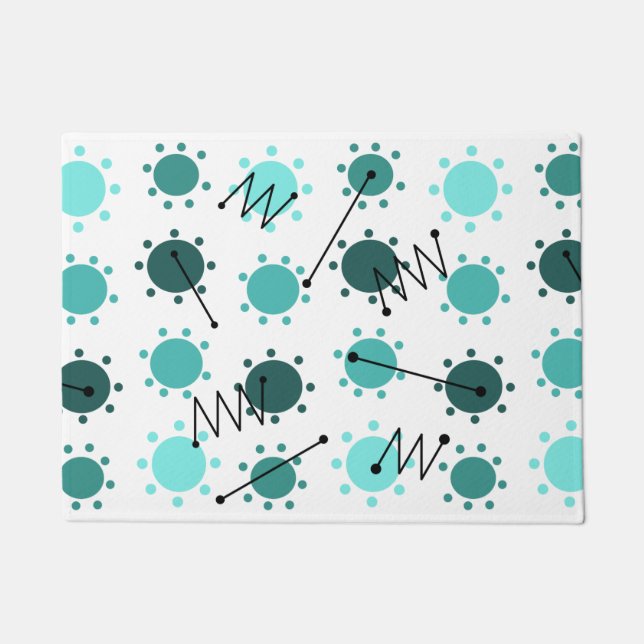 Modernes Sonnenschein Türkis Mitte des Jahrhundert Fußmatte (Vorderseite)