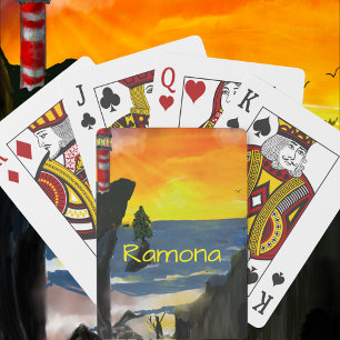 Modernes Sonnenset - Anpassungsname Spielkarten