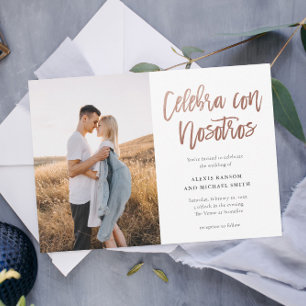 Modernes Spanisches Celebra con Nosotros Foto Wedd Einladung