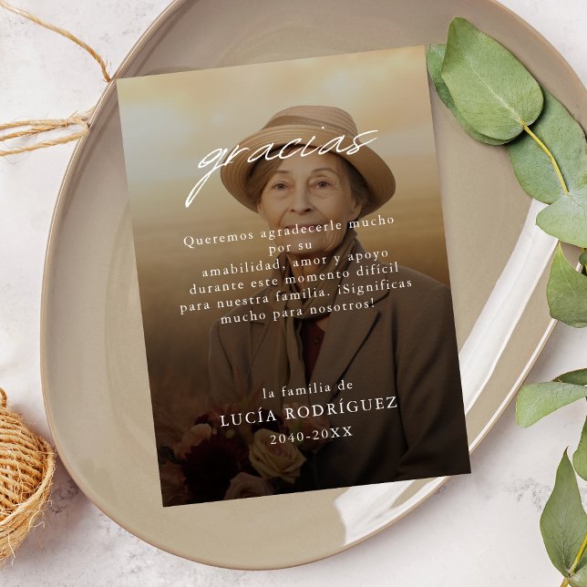 Modernes Spanisches Gracias Beerdigung Foto Vielen Karte (Von Creator hochgeladen)