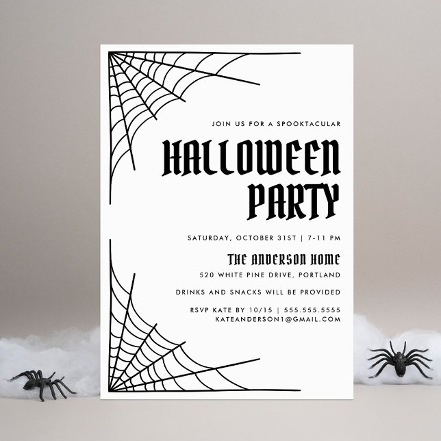 Modernes Spider Web-Halloween-Party Einladung (Von Creator hochgeladen)