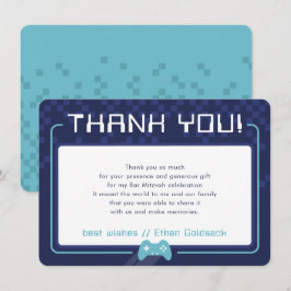 MODERNES SPIEL DANKS Bar Mitzvah Marine Aqua Blue Dankeskarte
