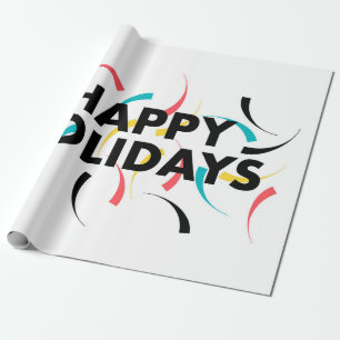 Modernes, spielerisches Design von "Happy Holidays Geschenkpapier