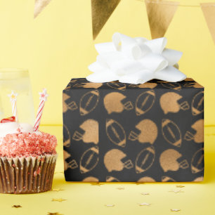 Modernes Spieltagsdesign in Schwarz und Gold für F Geschenkpapier