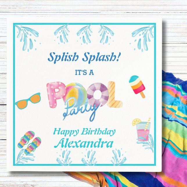 Modernes Splish Splash Kids Pool Party Serviette (Von Creator hochgeladen)