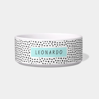 Modernes Splotchy Muster | Personalisiert | Aqua Napf