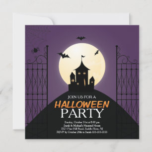 Modernes Spuk Haus Halloween-Party Einladung