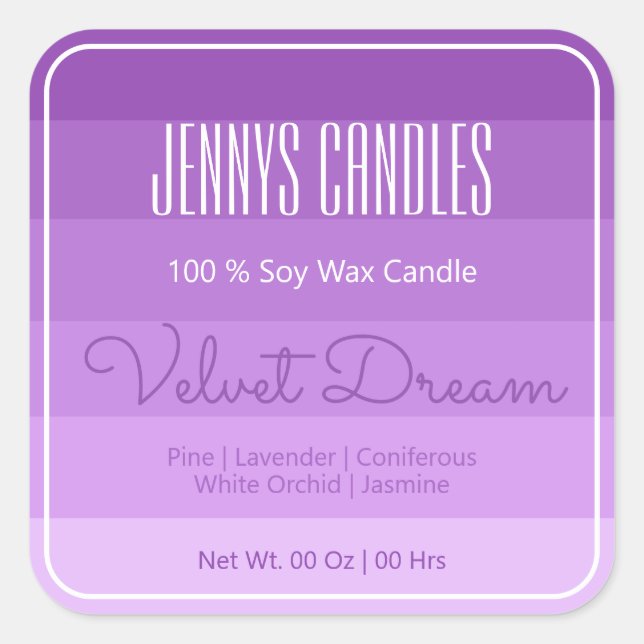 Modernes Square Border Pastel Rainbow Ombre Lilac Quadratischer Aufkleber (Vorderseite)