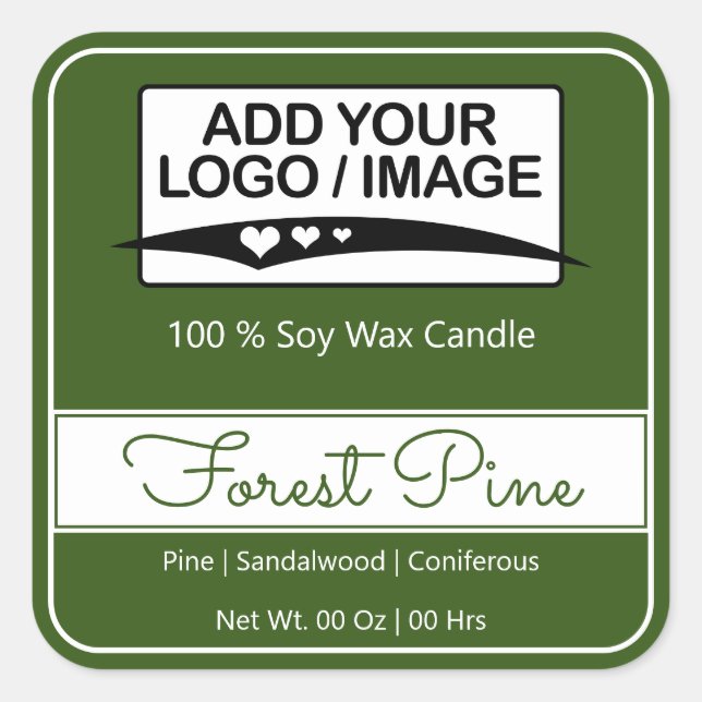 Modernes Square Border Simple Forest Green Logo Quadratischer Aufkleber (Vorderseite)