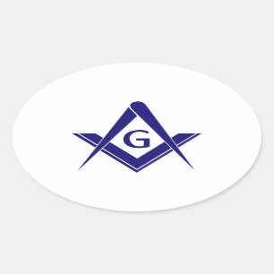 Modernes Square & Compasses Ovaler Aufkleber