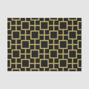 Modernes Square Pattern Gold auf schwarz Seidenpapier