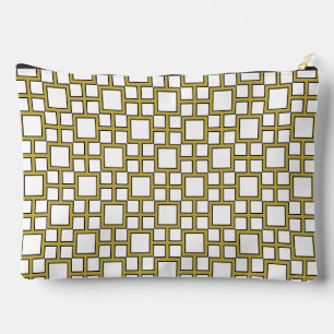 Modernes Square Pattern Gold auf Weiß Zubehörtasche