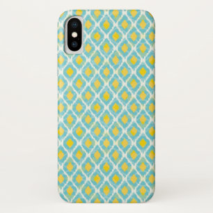 Modernes Stammes- ikat blaue gelbe Mode Case-Mate iPhone Hülle