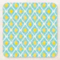 Modernes Stammes- ikat blaue gelbe Mode