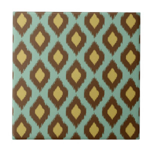 Modernes Stammes- ikat blaues gelbes modernes Fliese