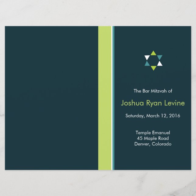 Modernes Star Bar Mitzvah Programm Flyer (Vorderseite)