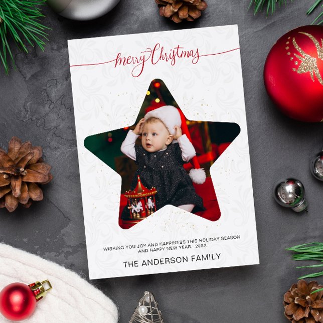 Modernes Star Foto Frohe Weihnachtsfeiertage Einladung (Von Creator hochgeladen)