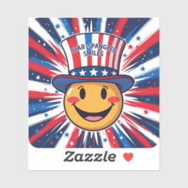 Modernes "Star Spangled Smile" Patriotic Smiley Aufkleber
