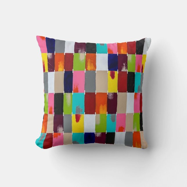 Modernes Steppkissen 16 x 16 Baumwollkissen Kissen (Vorderseite)