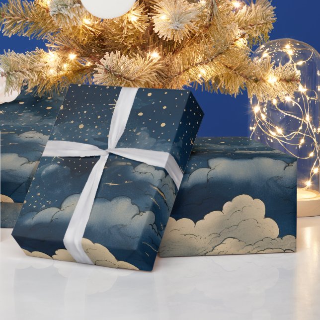 Modernes, sternes Nachtmuster Geschenkpapier (Feiertage)