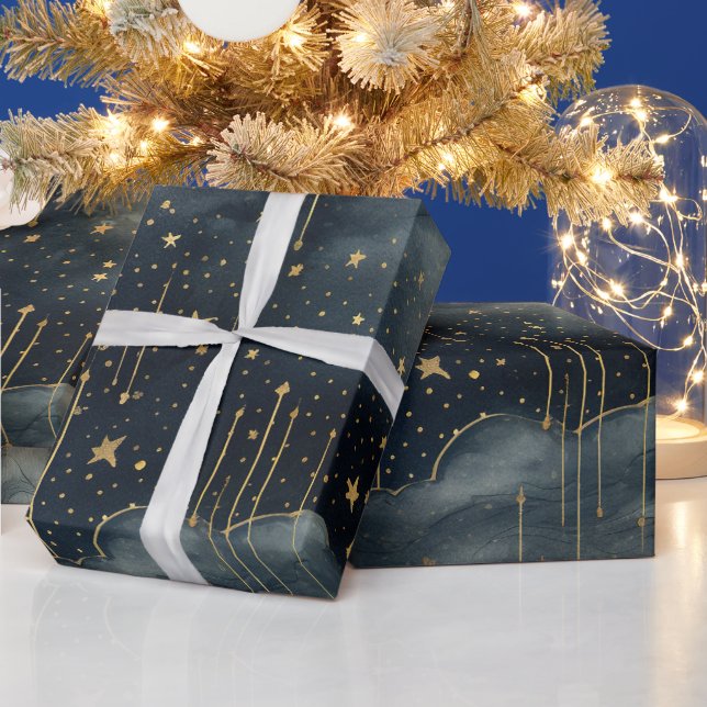 Modernes, sternes Nachtmuster Geschenkpapier (Feiertage)