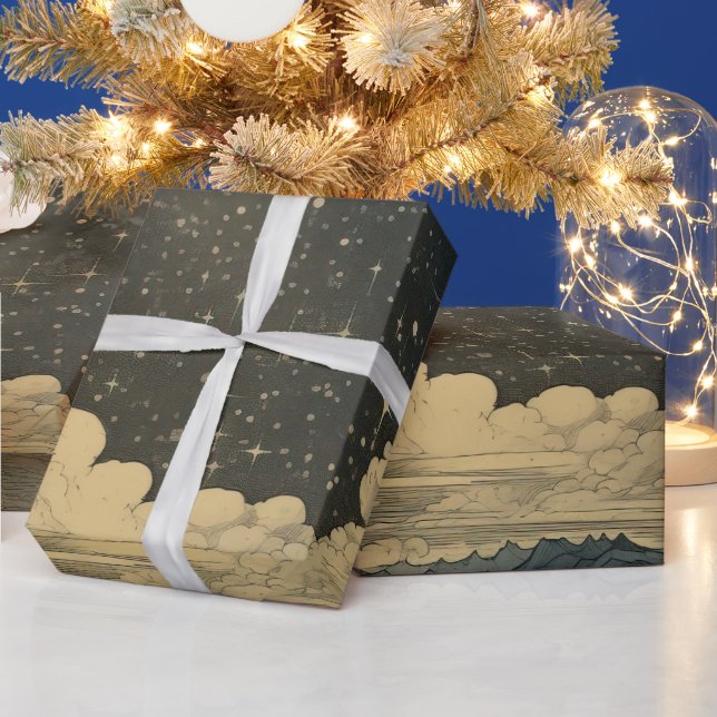 Modernes, sternes Nachtmuster Geschenkpapier (Feiertage)