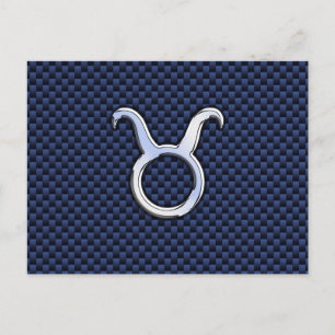 Modernes Stier-Sternzeichen Blau-Kohlenstofffaser- Postkarte