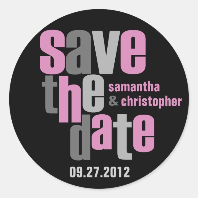 Modernes Stift Save the Date Runder Aufkleber (Vorderseite)