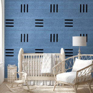 Modernes, stilvolles African Mudcloth Light Blue Tapete