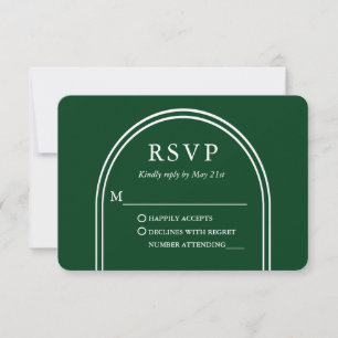 Modernes, stilvolles Arch Wedding Green RSVP Karte