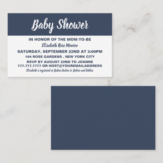 Modernes & stilvolles Baby Shower Ticket Einladung (Vorne/Hinten)