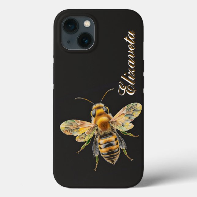 Modernes, stilvolles Bee Black Monogram Case-Mate iPhone Hülle (Rückseite)