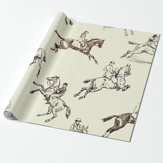Modernes, stilvolles Beige Reittoile Geschenkpapier (Ungerollt)