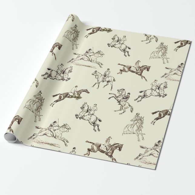 Modernes, stilvolles Beige Reittoile Geschenkpapier (Ungerollt)