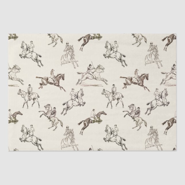 Modernes, stilvolles Beige Reittoile Seidenpapier (Vorderseite)