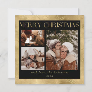 Modernes, stilvolles Black & Imitats Gold Foto W Feiertagskarte