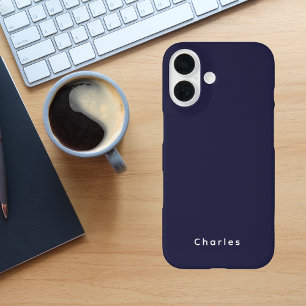 Modernes, stilvolles Blue Bold Monogram Masculine iPhone 16 Hülle