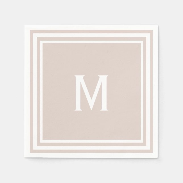Modernes, stilvolles Blush Custom Monogram Serviette (Vorderseite)