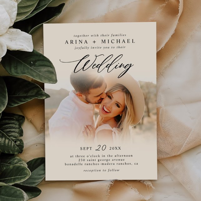 Modernes, stilvolles Boho Wedding Foto Einladung (Von Creator hochgeladen)