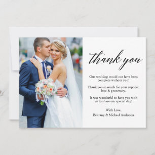 Modernes, stilvolles Calligrafy Foto Wedding Dankeskarte