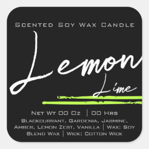 Modernes, stilvolles Candle Label Schlicht Black L Quadratischer Aufkleber