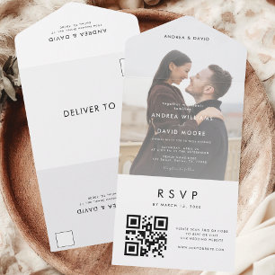 Modernes, stilvolles Fading Foto QR Code UAWG Wedd All In One Einladung