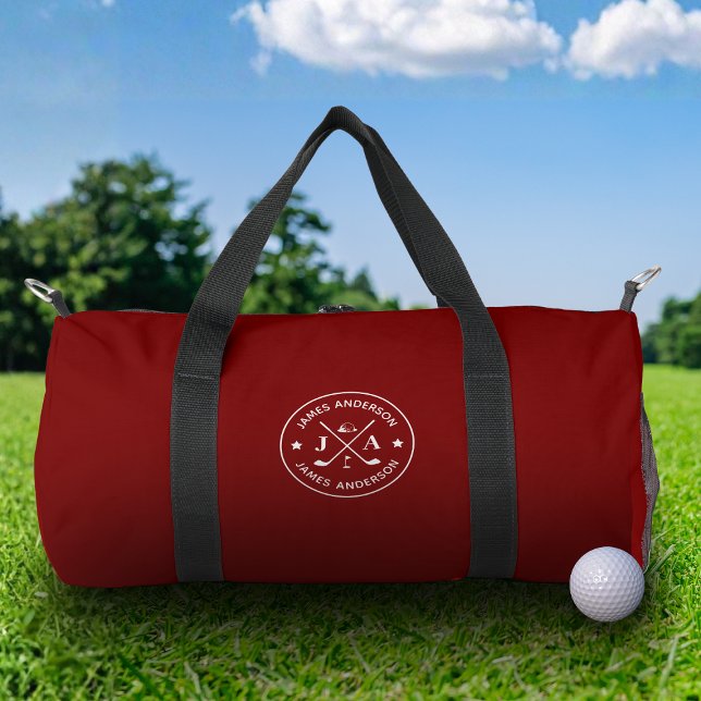 Modernes, stilvolles Golfer Monogram & Name Person Duffle Bag (Von Creator hochgeladen)